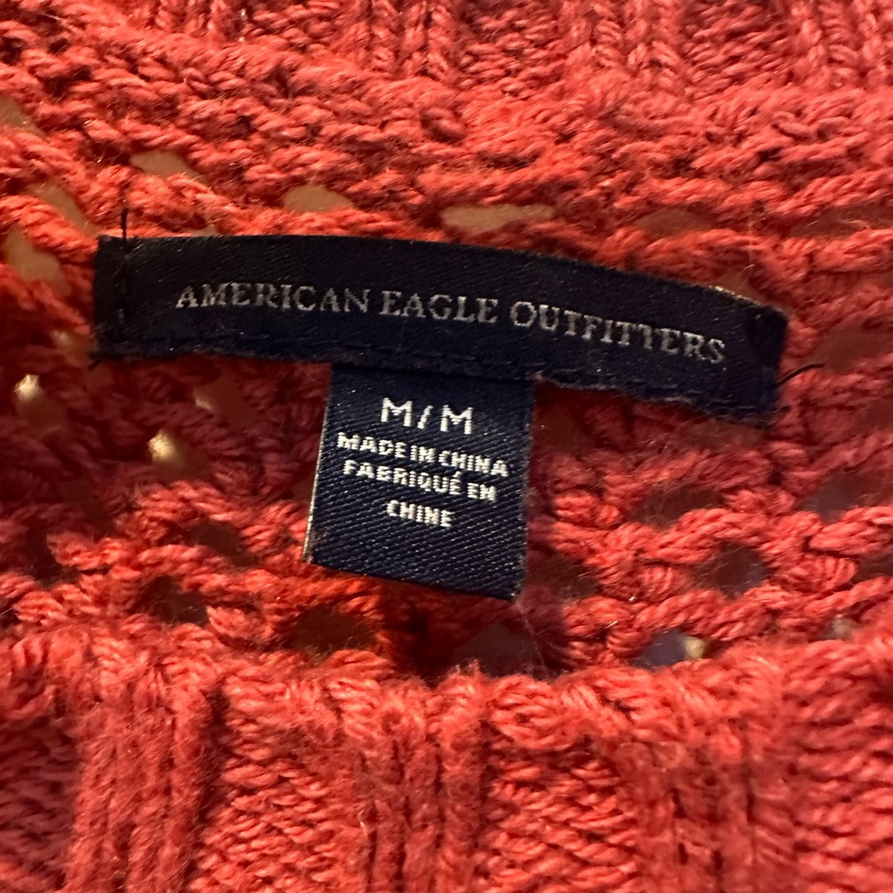 American Eagle cable knit sweater burnt red size medium - Picture 5 of 5